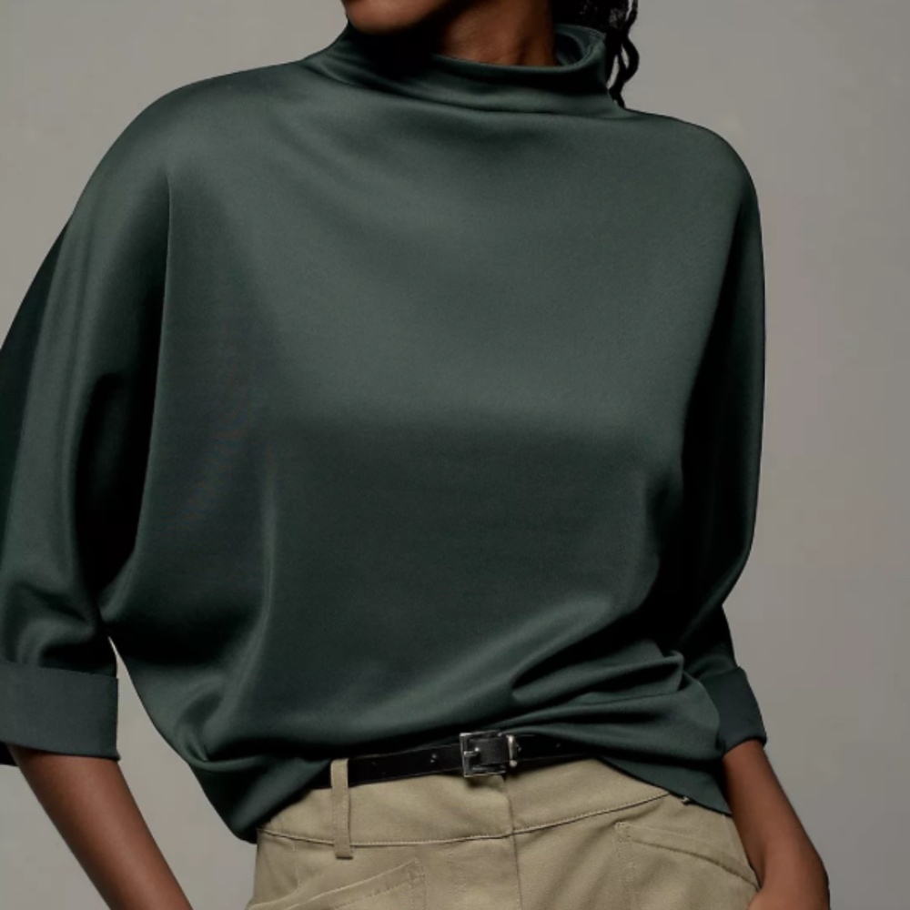 Anthropologie Mock-Neck Three-Quarter Top